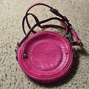 Juicy Couture Fuchsia Croc-Embossed Crossbody Bag